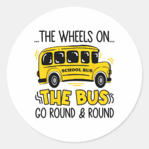 Ga naar school Grappige wielen op de bus Peuter K Ronde Sticker