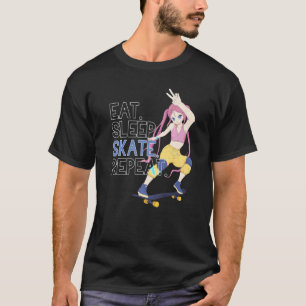 Ga naar Skateboarden Girl Eat Sleep Schaats Herhal T-shirt