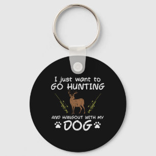 Ga op jacht met Dog Funny Deer Hunter Mannen Sleutelhanger