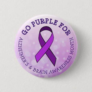 Ga Paars voor de maand van Alzheimer & Brain Aware Ronde Button 5,7 Cm