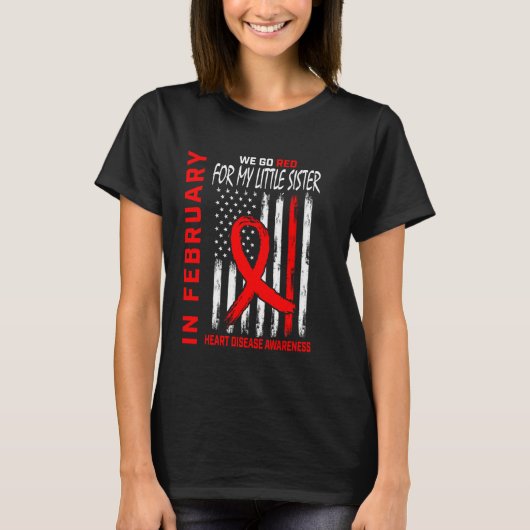 Ga Rode Kleine Zus Hartziekte Bewustzijn Ameri T-shirt (Voorkant)