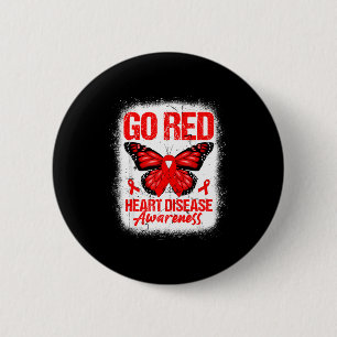 Ga Rode Vlinder & Rode Lint Hartziekte Bewustzijn Ronde Button 5,7 Cm
