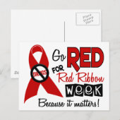 Ga Rood voor de Rode Week van het Lint Briefkaart (Voorkant / Achterkant)