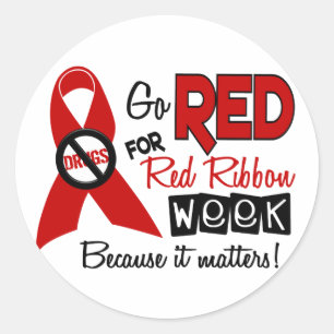 Ga rood voor rode lint week ronde sticker