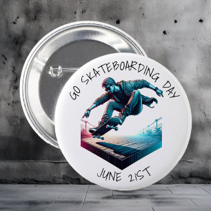 Ga skateboarden dag   ronde button 5,7 cm