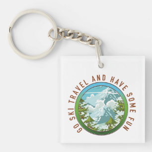 Ga ski reizen en heb plezier reizen logo. sleutelhanger