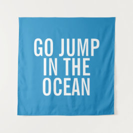 Ga springen in de oceaanblauwe en witte ventilatie wandkleed