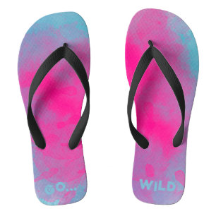 GA UIT JE DOP - Roze Blauwe Verf Waterverf Spatten Teenslippers