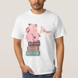 Ga Vegan met Cute Pink Pig T-shirt