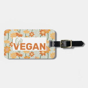 Ga Vegan! retro muted 1970s bloemen Bagagelabel
