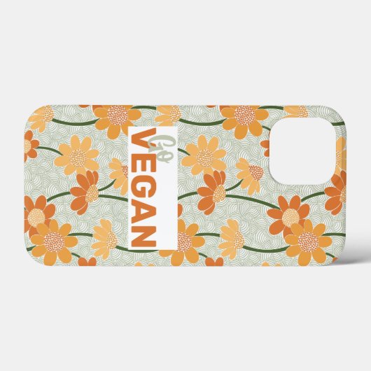 Ga vegan! retro muted 1970s bloemen Case-Mate iPhone case (Achterkant (horizontaal))