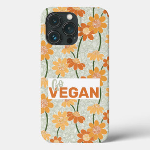 Ga vegan!  retro muted 1970s bloemen iPhone 13 pro hoesje