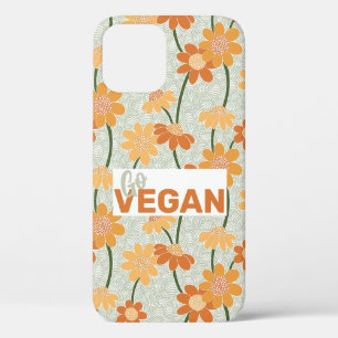 Ga vegan! retro muted 1970s bloemen iPhone 12 pro hoesje