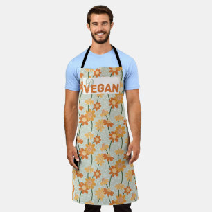 Ga vegan! retro muted 1970s bloemen schort