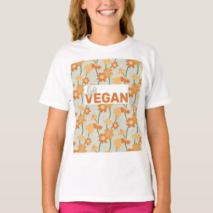Ga Vegan!  retro muted 1970s bloemen T-shirt