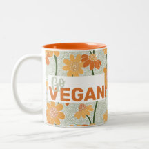 Ga vegan!  retro muted 1970s bloemen