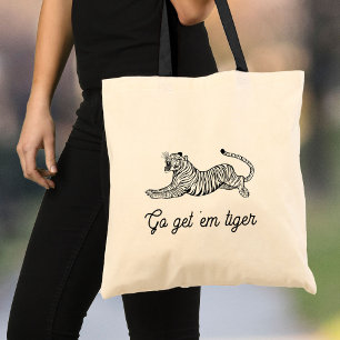 Ga voor Tiger Cool Minimalist Typography Tote Bag