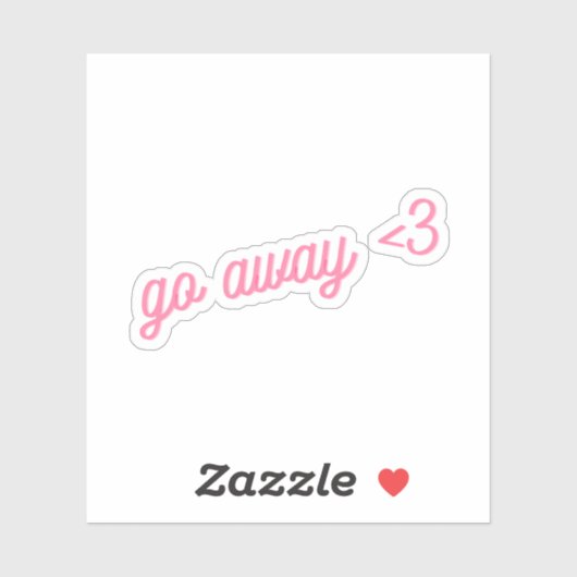 Ga weg <3 | Pink Funny Introvert Cursief Hart Sticker (Vel)