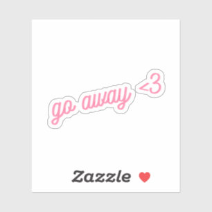 Ga Weg <3 Roze Grappige Introvert Cursive Hart Sticker