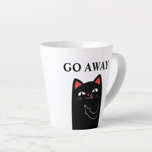Ga weg, Midden-Vinger Black Cat Funny Latte Mok (Rechterhoek)