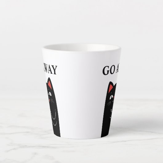 Ga weg, Midden-Vinger Black Cat Funny Latte Mok (Voorkant)