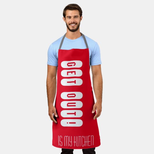 Ga weg, mijn keukenrood apron schort (Gedragen)