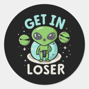 Ga Weg Verliezer Alien UFO Grappig Ronde Sticker