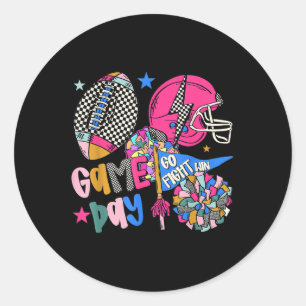 Ga Win Strijd Aanraking American Football Speldag  Ronde Sticker
