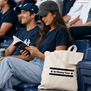 Ga Winnen Team Vet Zwart Grappig Sporttekst Tote Bag