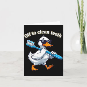 Gaan om tanden te poetsen grappige gans tandarts kaart