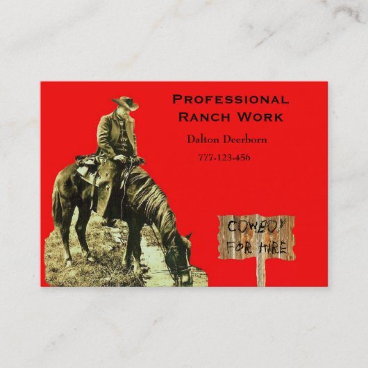 GABARIT OCCIDENTAL DE CARTE DE VISITE DE COWBOY DE (Devant)