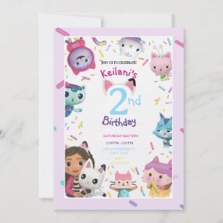 Gabby Dollhouse verjaardagsuitnodigingen