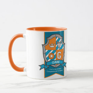 Gabe letter G crest oranje blauwgroen naam beteken Mok