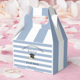Gable Favor Box Blue Stripe Graduate 2026 Bedankdoosjes