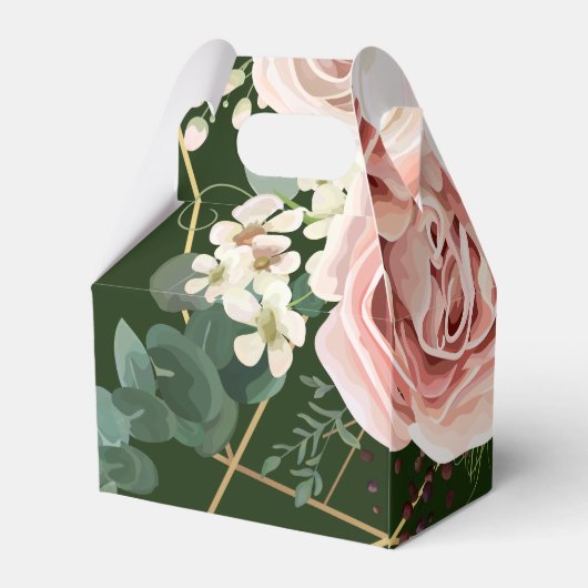 Gable Paper Favor Box Geometrische Tuin Roos Hunte Bedankdoosjes (Achterkant)