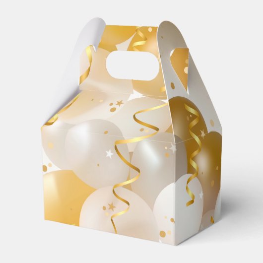 Gable Party (gouden en witte ballonnen) Bedankdoosjes (Achterkant)