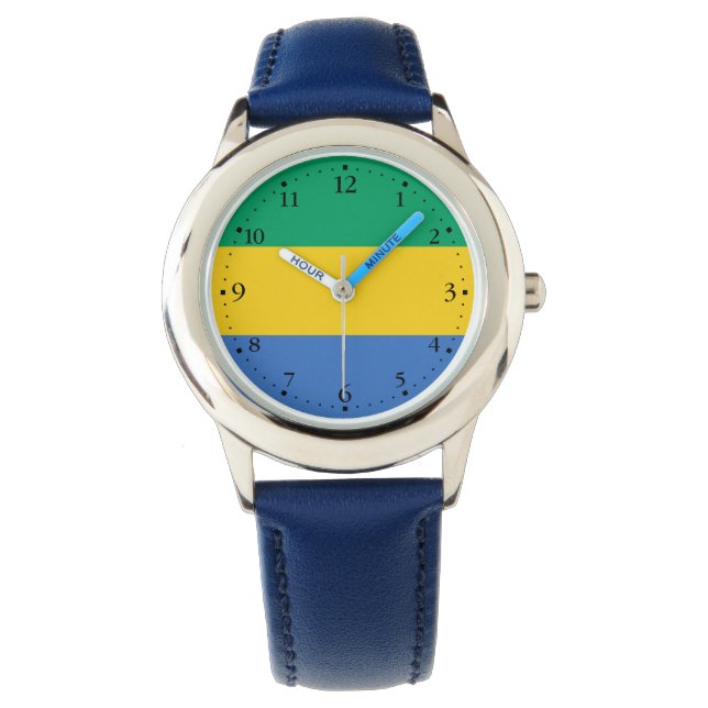Gabon Flag Horloge (Voorkant)