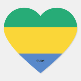 Gabon Flag Splendid Patriotic Hart Sticker