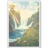 Gabon Illustration Travel Art Vintage Sticker (Voorkant)