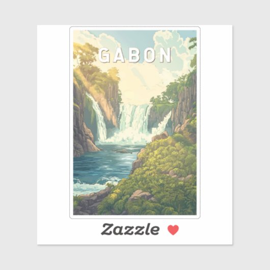 Gabon Illustration Travel Art Vintage Sticker (Vel)