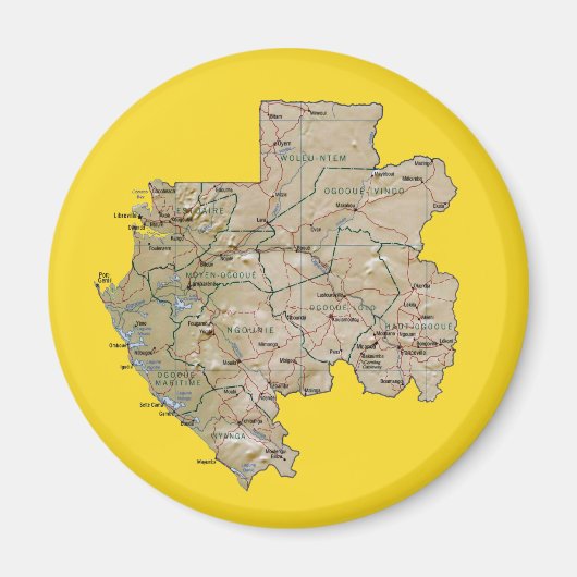 Gabon Kaart Magnet Magneet (Voorkant)