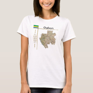 Gabon Map + Vlag + Titel T-Shirt