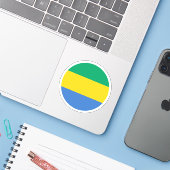 Gabon Vlag Ronde Sticker (Laptop met iPhone)