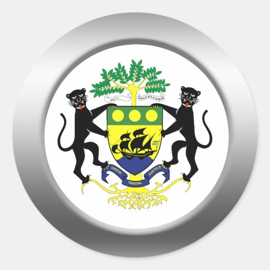 Gabon Wapenkat Ronde Sticker (Voorkant)