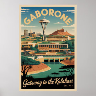 Gaborone Botswana Affiches de Voyage Rétro Art