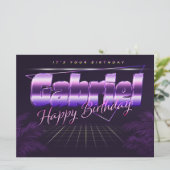 Gabriel Nom Prénom lila retro Carte Anniversaire (Debout devant)
