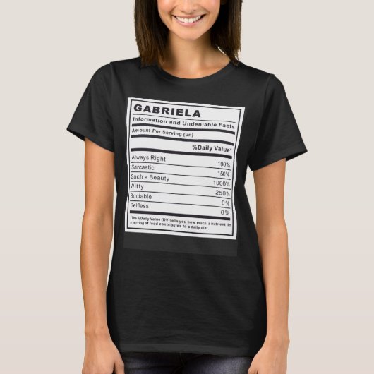 Gabriela Informatie en onmiskenbare feiten T-shirt (Voorkant)