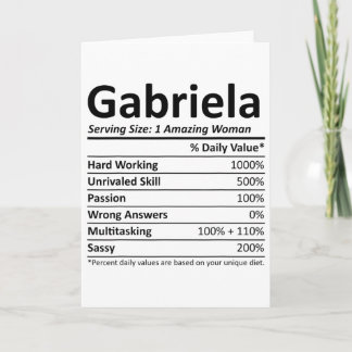 Gabriela Voeding Gepersonaliseerde Naam Grappig Ke Kaart