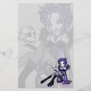 "Gabriella" Gothic Blue Skull Angel Art Stationery Briefpapier