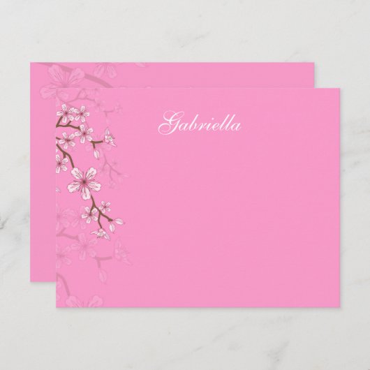 Gabriella Pink Blossom Bat Mitzvah Hartelijk dank Notitiekaartje (Voorkant / Achterkant)